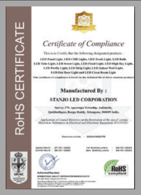 Stanjo Certificate